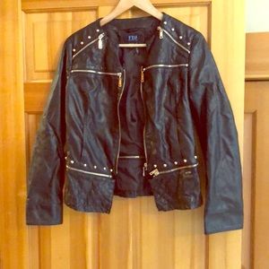 Faux leather jacket w gold details! FDJ NWOT!